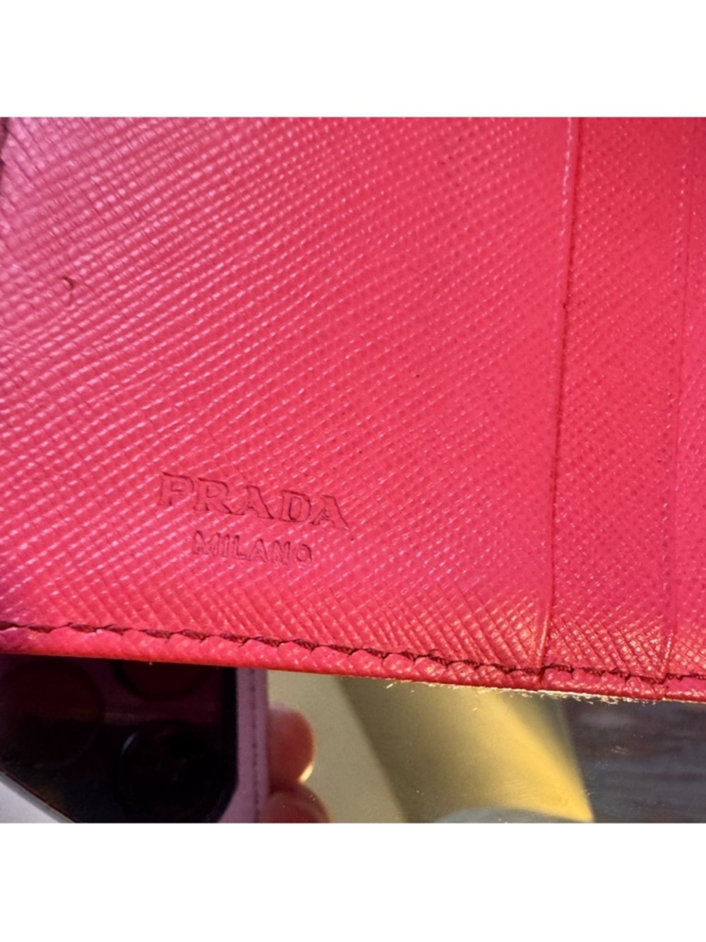Prada Pink Satin Clutch with Gold Triangle Logo and coin pouch - Picture 10 of 16